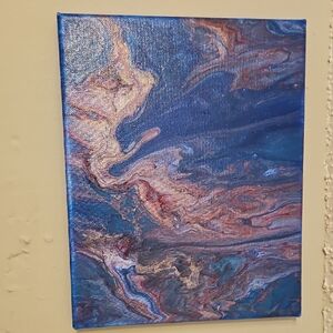 Abstract Blue and Gold Canvas Art